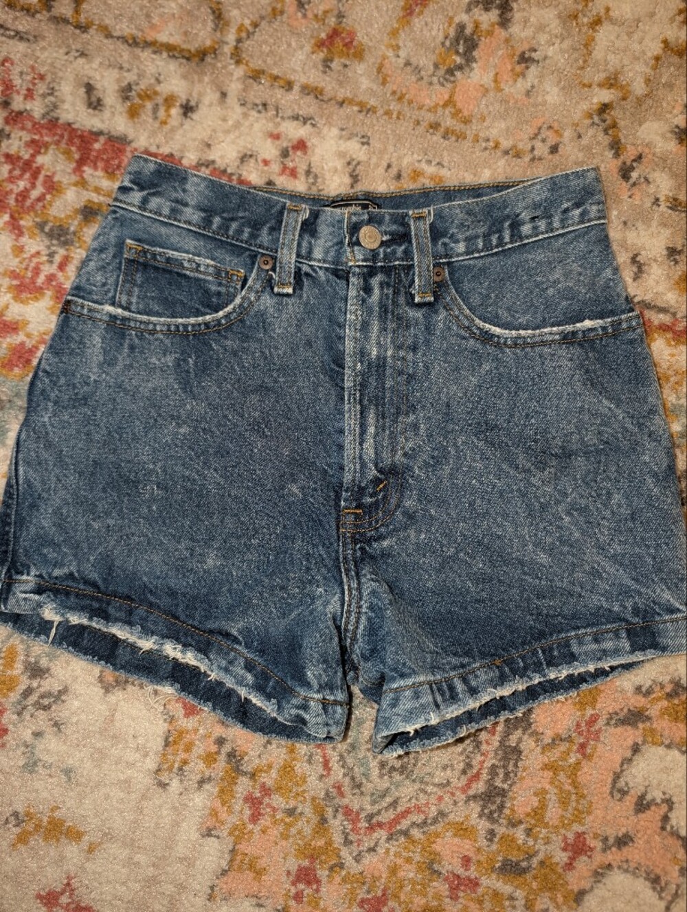 Abercrombie & Fitch Women's 2 Distressed Dark Blue Denim Shorts Summer Vaca
